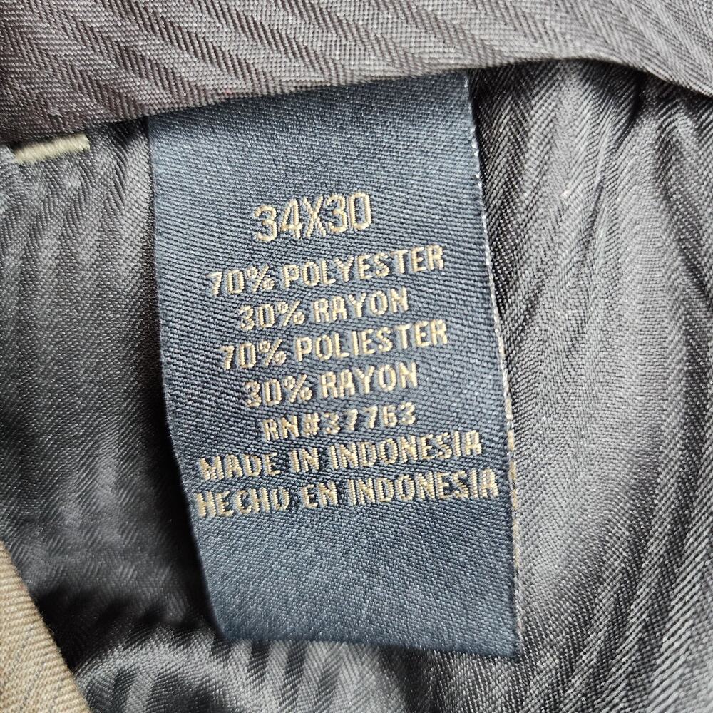 Axist Men 34x29 Brown Check Flat Front Dress Pants Straight Leg Career Office - Picture 13 of 13